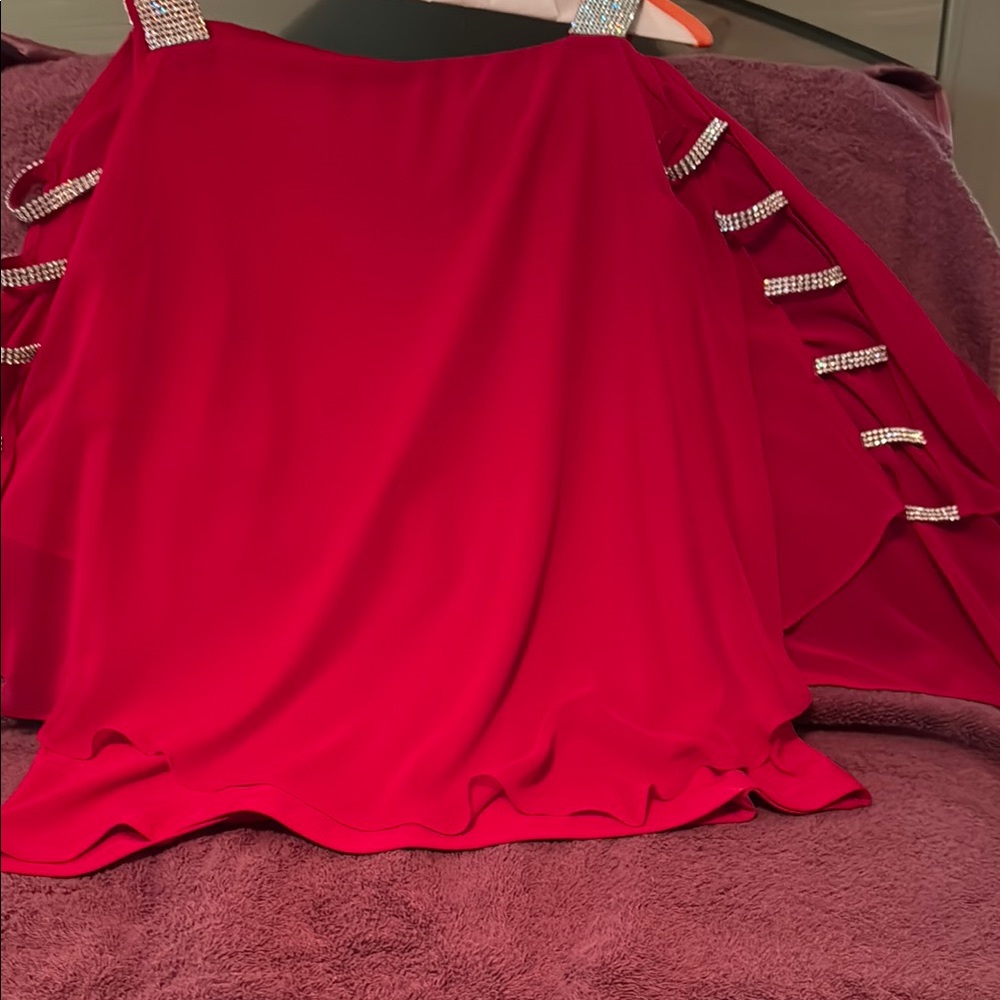 Elegant Red Skirt with Rhinestone Accents